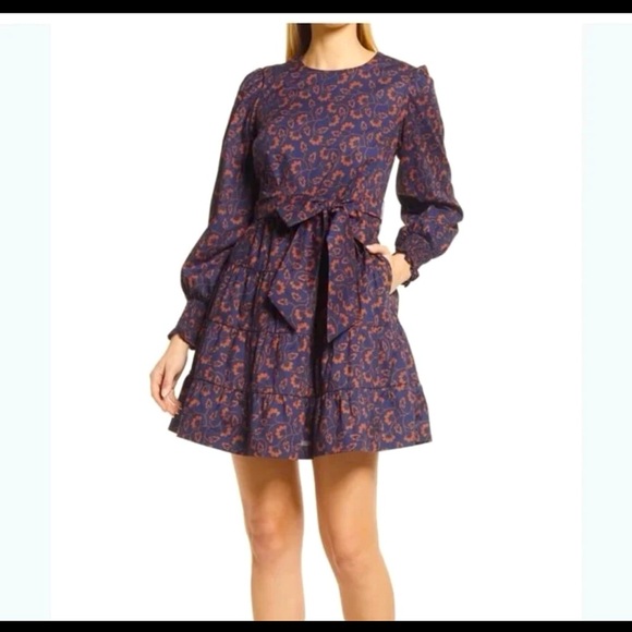Boden Dresses & Skirts - Boden Lyla French Navy Floral Tiered Ruffle Mini Dress 
Size 8 Petite